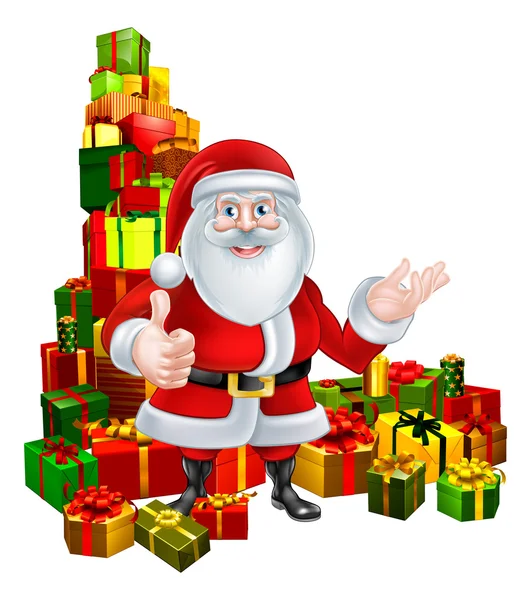 Cartoon Santa and Gifts — Stock Vector