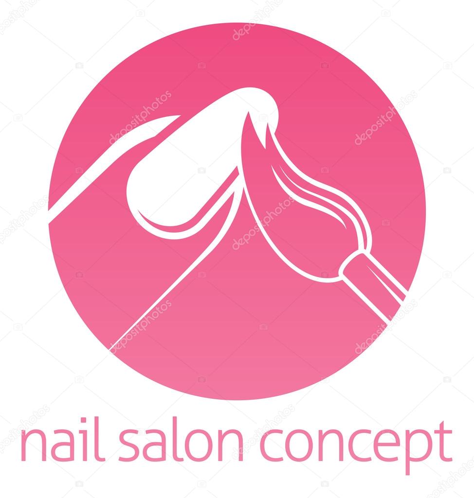 Nail technician, nail bar or salon manicurist concept of a nail being painted with a brush