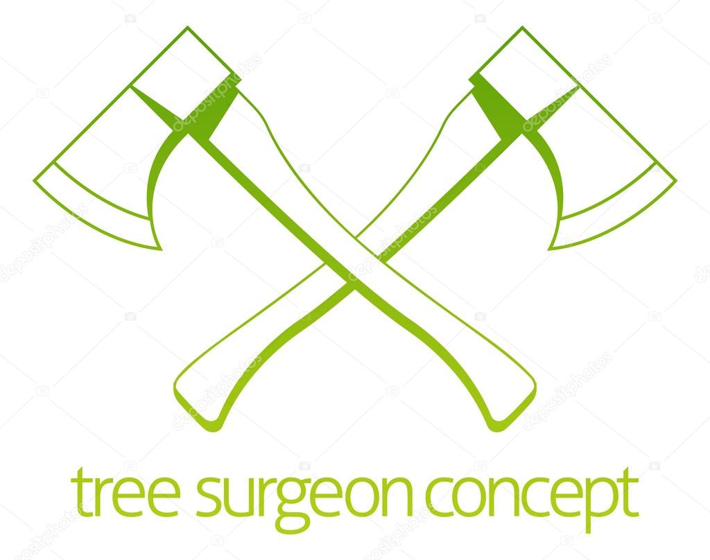 A crossed axes Tree Surgeon or gardener concept design