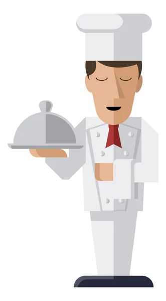 Шеф-повар держит блюдо — стоковый вектор