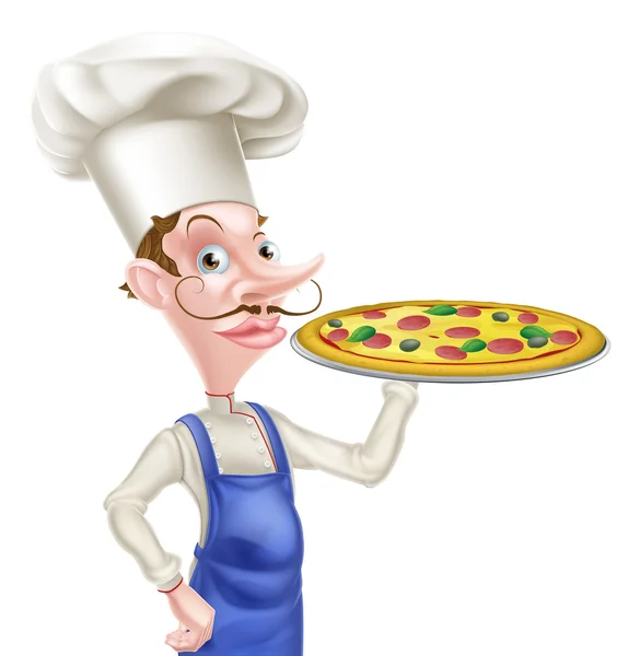 Cartoon pizza chef-kok — Stockvector