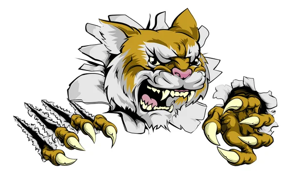 愤怒的野猫体育吉祥物 — 图库矢量图片