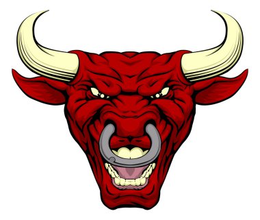 Red bull mascot face clipart