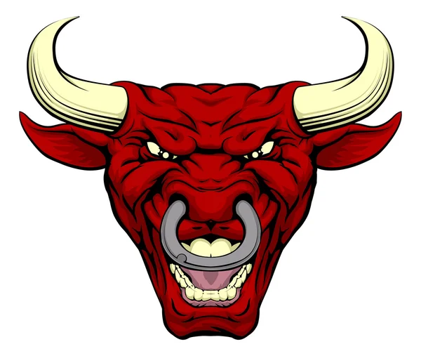 Cara de mascota de toro rojo — Vector de stock