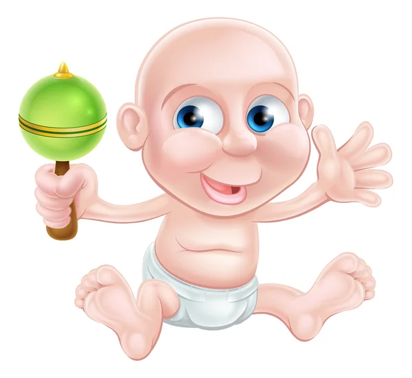 Happy cartoon rattle baby — Stock Vector