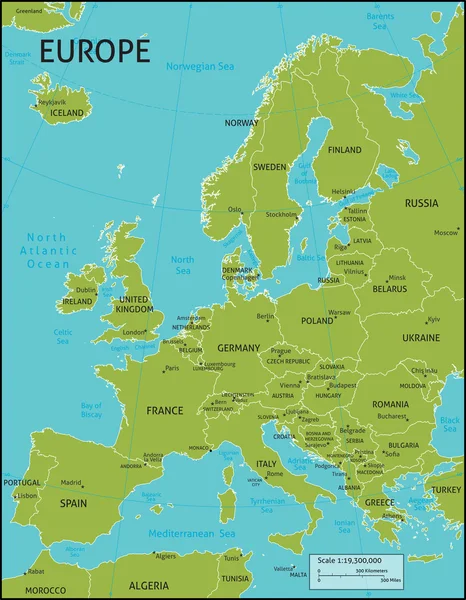 Map of Europe — Stok Vektör