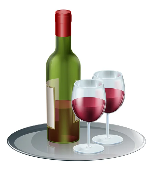 Bouteille de vin rouge et verres — Image vectorielle