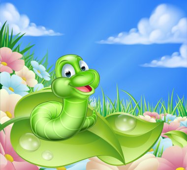 Çizgi film Caterpillar çayırda