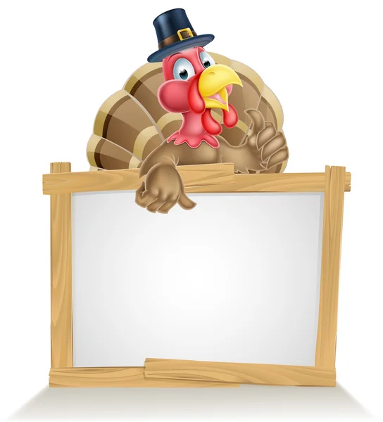 Thanksgiving Pilgrim Hat Turkije teken — Stockvector