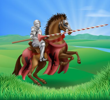 Knight in armor with jousting lance vector