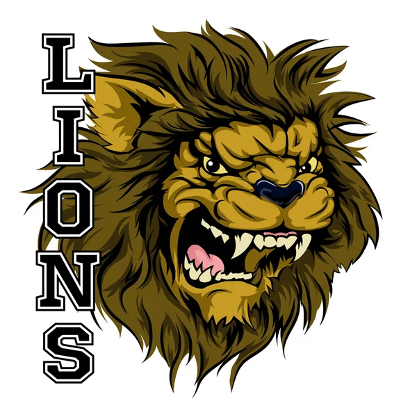 Mascota deportiva de leones — Vector de stock