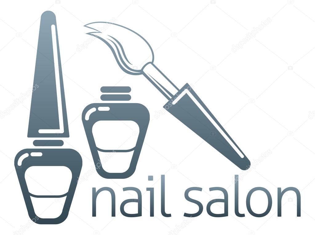 An illustration of bottles of nail varnish and brush, nail salon concept