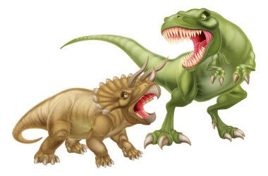 T-Rex Triceratops karşı