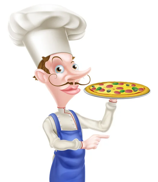 Chef de pizza apontando — Vetor de Stock