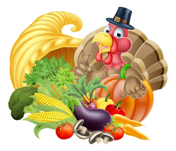 stock vector Thanksgiving Turkey and Cornucopia