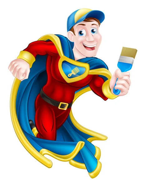 Cartoon decorator or painter superhero — Stock Vector