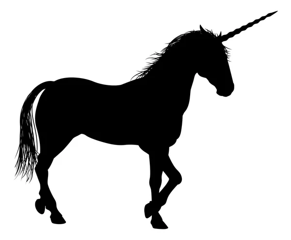 Eenhoorn mythisch paard in silhouet — Stockvector