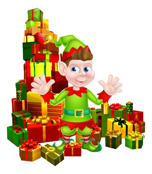 Kerst geschenken Elf — Stockvector