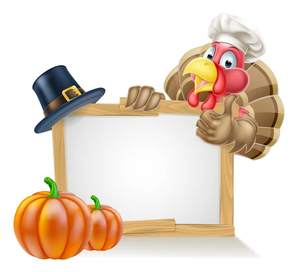 Kocken Turkiet Thanksgiving tecken — Stock vektor