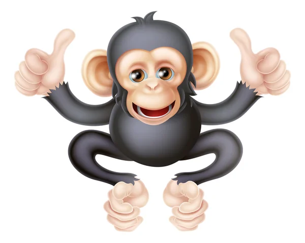 Pulgares hacia arriba mono chimpancé — Vector de stock