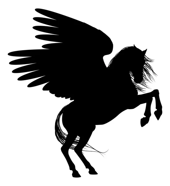 Pegaso en Silhouette — Vector de stock