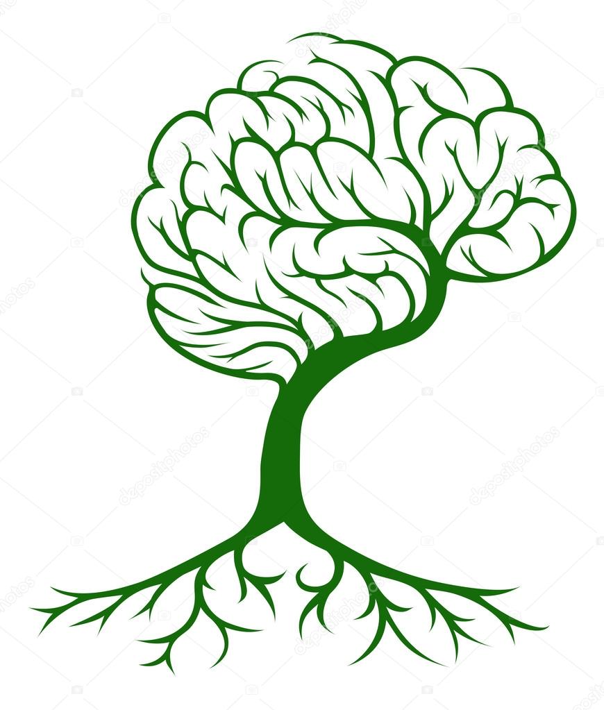 Brain tree concept of a tree growing in the shape of a human brain. Could be a concept for ideas or inspiration