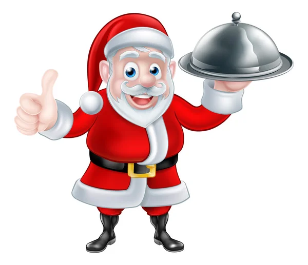 Caricature Santa Holding Nourriture — Image vectorielle