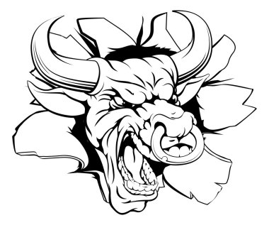 Bull sports mascot breaking out clipart