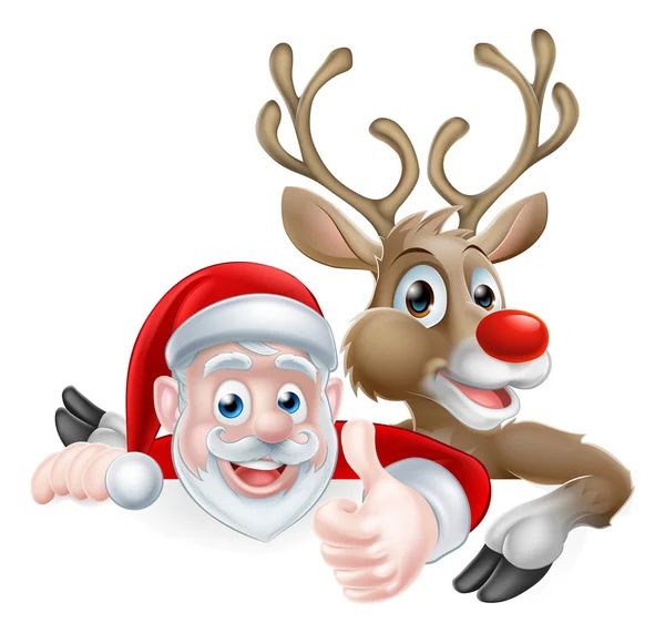 Santa and Reindeer Sign — Stock Vector