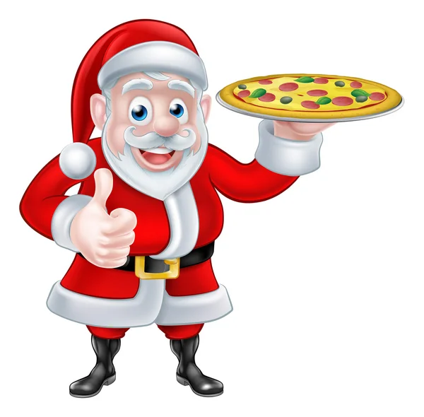 Père Noël avec Pizza — Image vectorielle