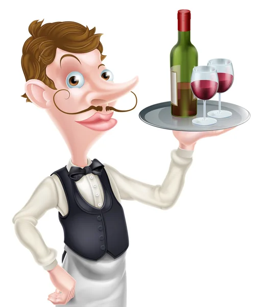 Wine Waiter cartoon — Stock Vector