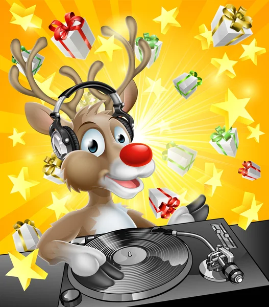 Christmas Reindeer DJ — Stock Vector