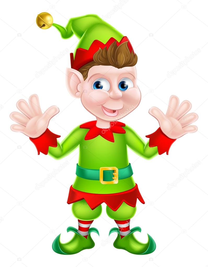 Waving Cartoon Elf