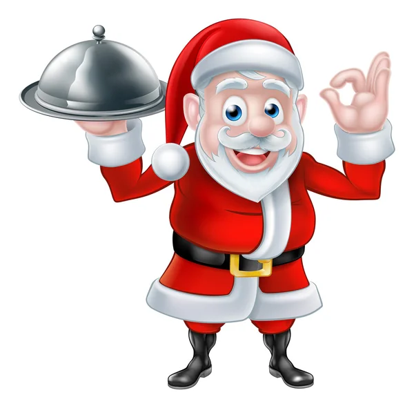 Santa Chef Celebrando la Cena de Navidad — Vector de stock