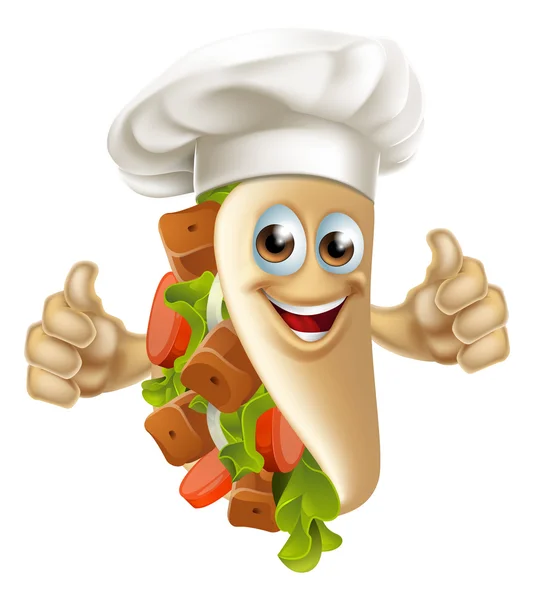 Kebab Chef Man Cartoon — Stock Vector