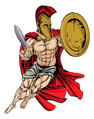 Kırmızı Caped Yunan savaşçı