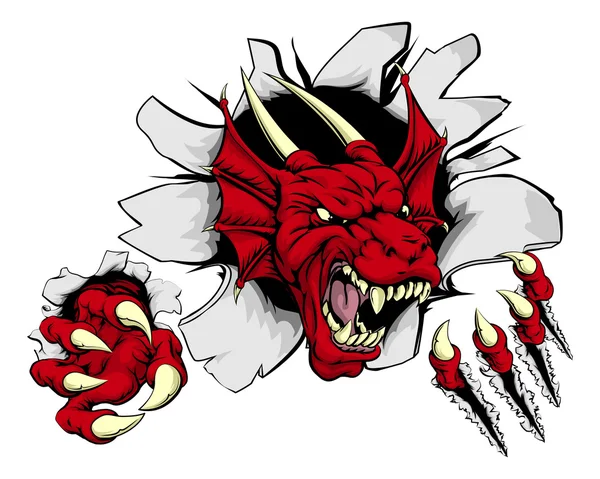 Dragón rojo garra avance — Vector de stock