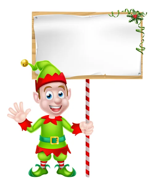 Cartoon Natal Elfo sinal — Vetor de Stock