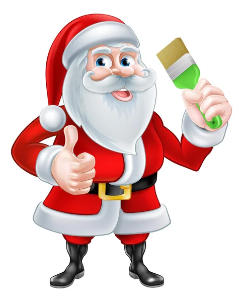 Cartoon Santa Holding un pennello — Vettoriale Stock