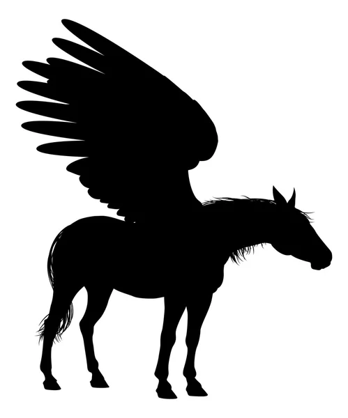 Pegasus gevleugelde paard silhouet — Stockvector