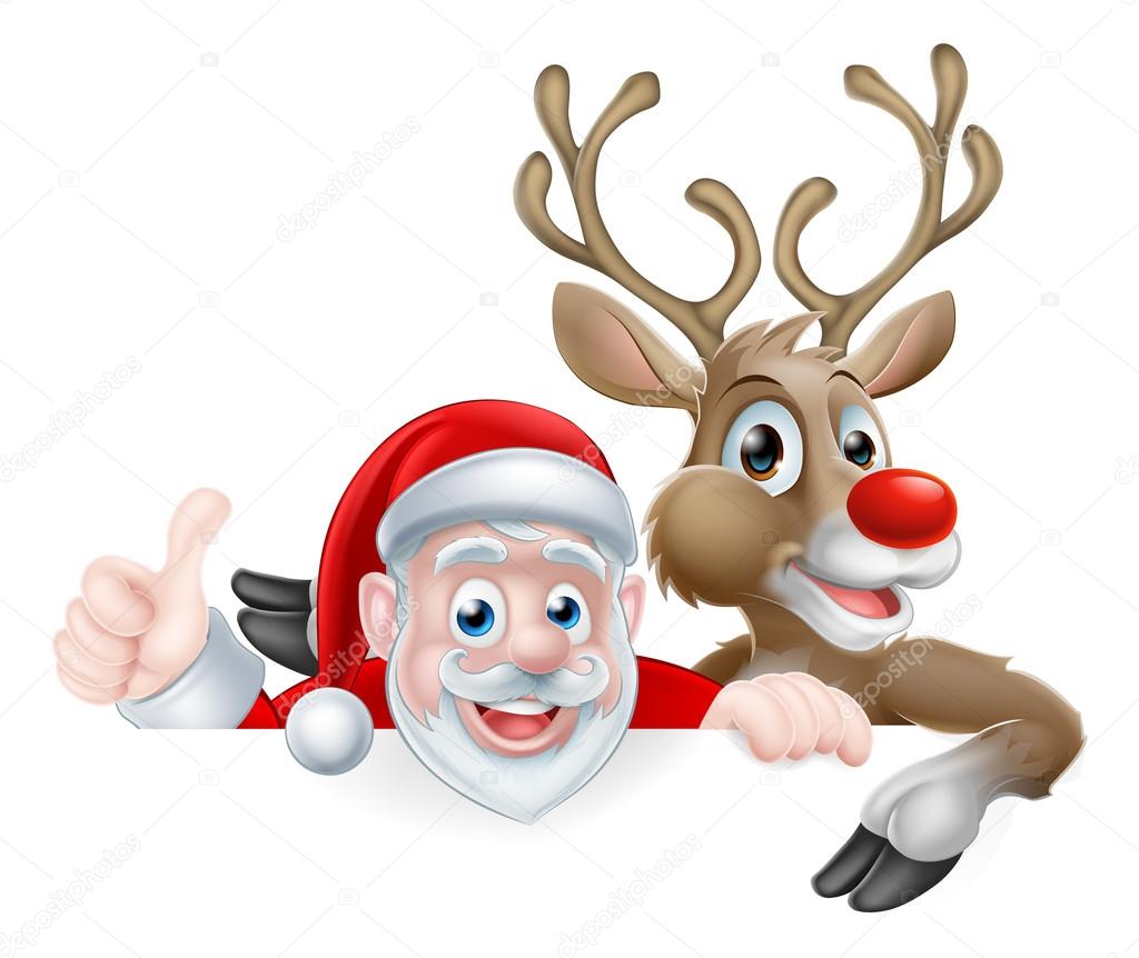 Santa and Reindeer Cartoon