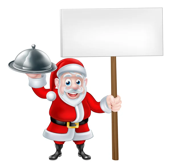 Santa Chef Holding Christmas Dinner — Stock Vector