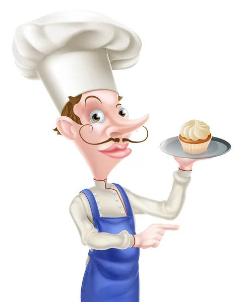 Baker Señalando dibujos animados — Vector de stock