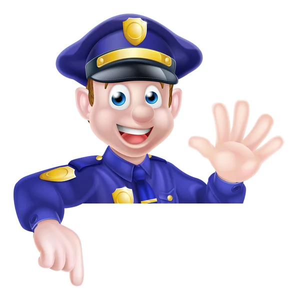 Cartoon Policeman Pointing — Stock Vector