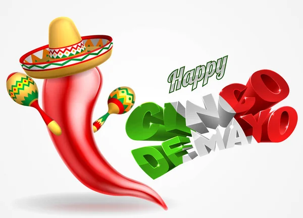 Feliz Cinco De Mayo Chilli Pepper Design — Archivo Imágenes Vectoriales