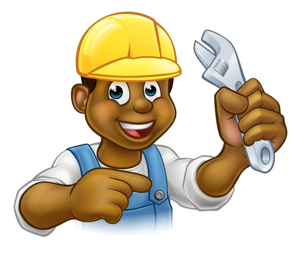 Mecánico negro o fontanero Handyman — Vector de stock