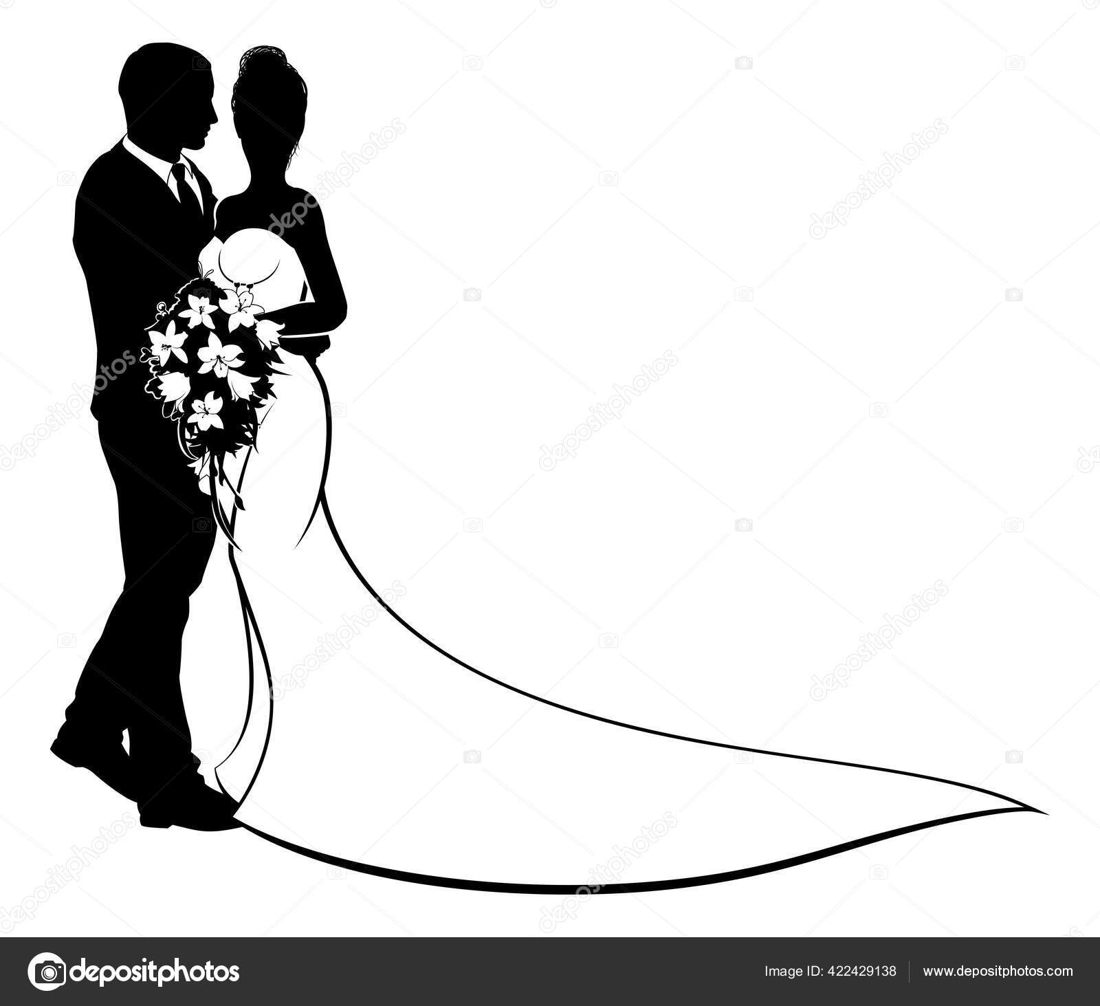 Braut und Bräutigam Blumen Hochzeit Silhouette Stock-Vektorbild von  ©Krisdog 422429138, image size:1600x1463
