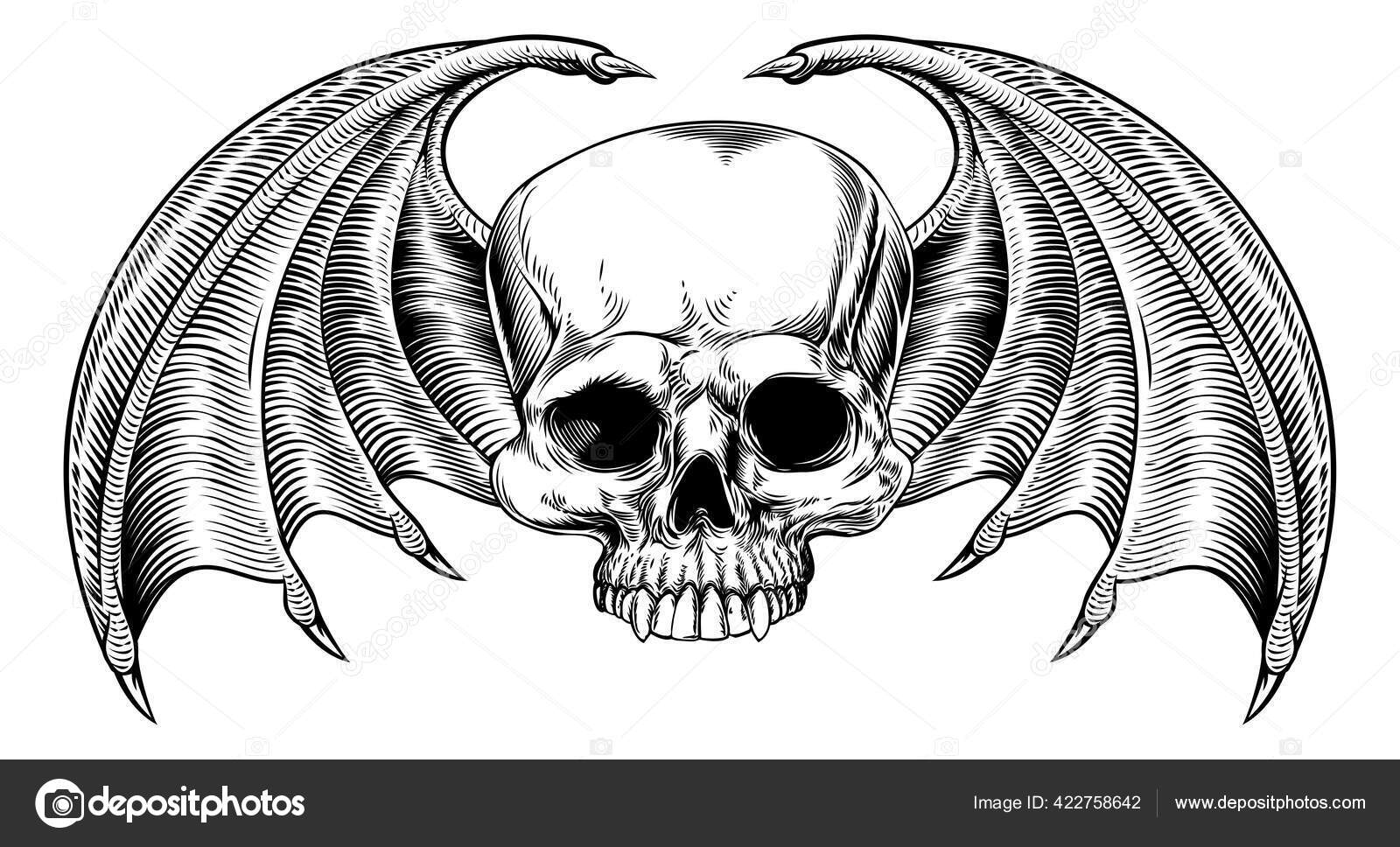 Grim Reaper Winged Skull Stock Illustration by ©Krisdog #422758642