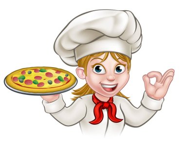 Çizgi film Şefi Kadın ve Pizza