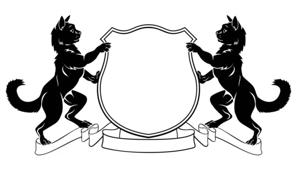 Macskák Heraldikai címer címer pajzs — Stock Vector
